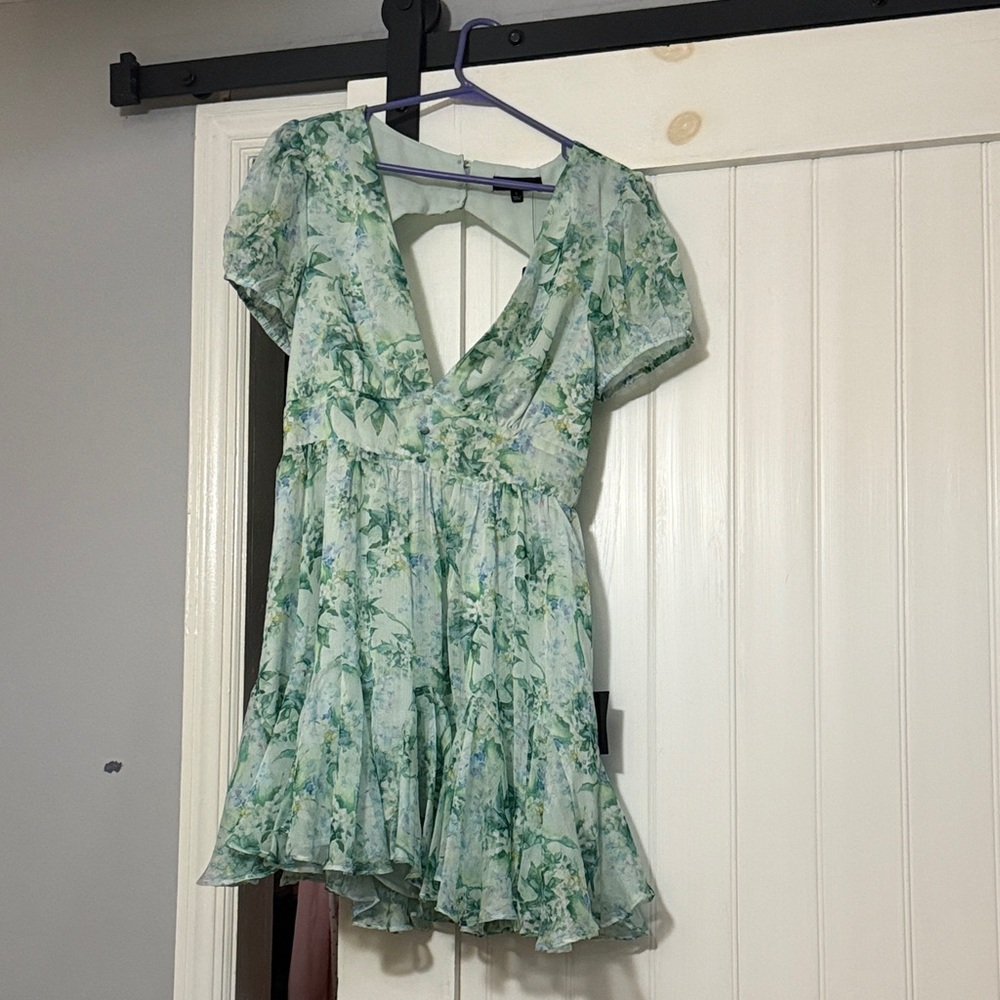 Lulu's Floral Green Dress